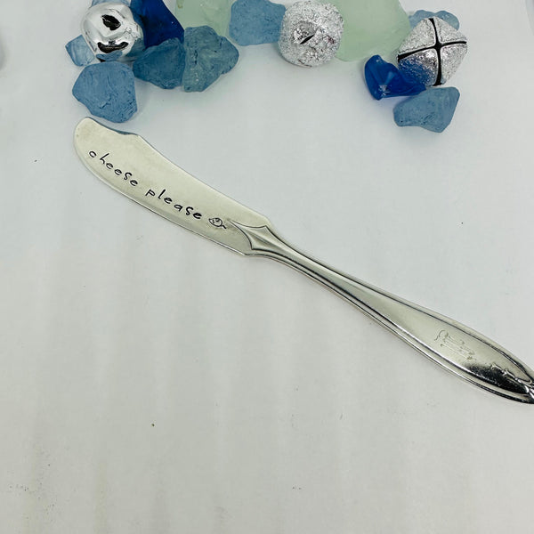 Vintage Silver Plated Hand Stamped Butter Knife | Novelty Knife | Spread Love Stamped Vintage Knife | Cheese Spreader