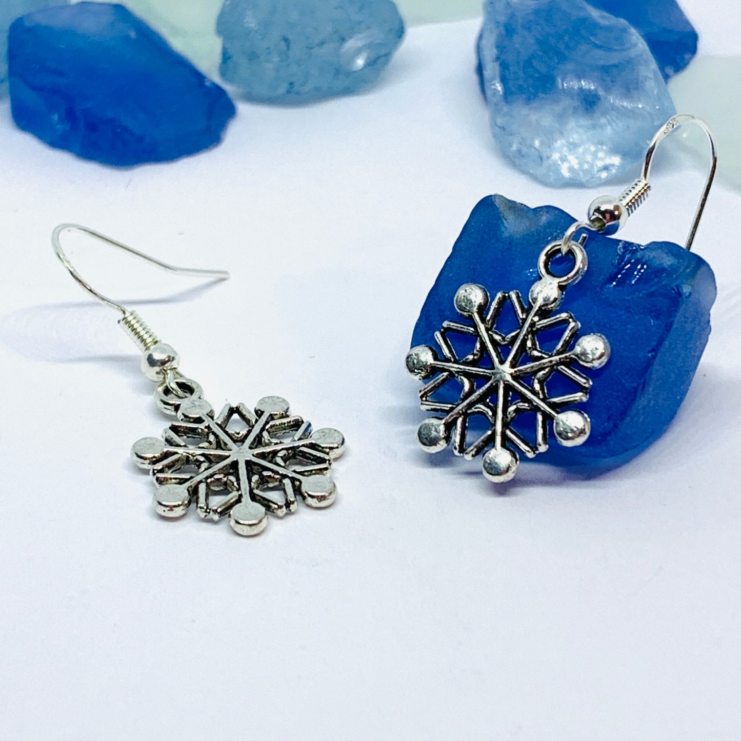 Snowflake Silver Wire Earrings with Backs | Snow Earrings | Winter Earrings | Gifts for Her | Seasonal Earrings | Outdoor Fun Earrings Gifts