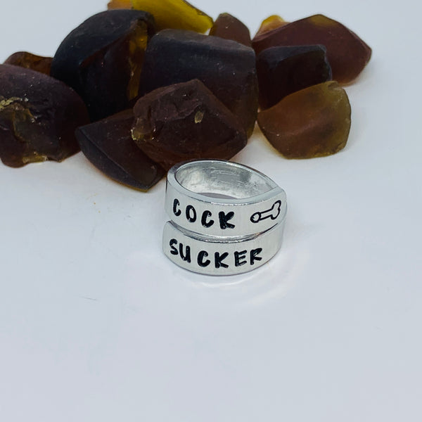 Cock Sucker Hand Stamped Ring | Adult Themed Gift | Sissy | Best Girlfriend | Sexy