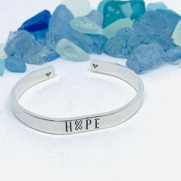 Hope - Hand Stamped Cuff Bracelet | Cancer Awareness | Motivational Jewelry
