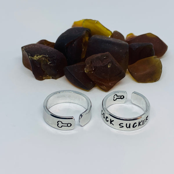 Cock Sucker Hand Stamped Ring | Adult Themed Gift | Sissy | Best Girlfriend | Sexy