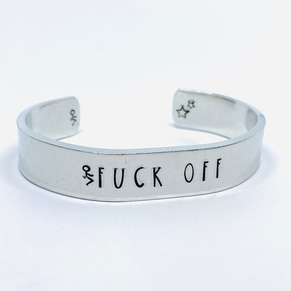 Fuck Off w/Fuck It Guy - Hand Stamped Cuff Bracelet