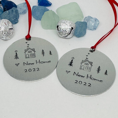 New Home Dated Hand Stamped Ornament | Aluminum Round | Realtor Christmas Gift | Hand Crafted Tree Decor | SOLD Buyer First House