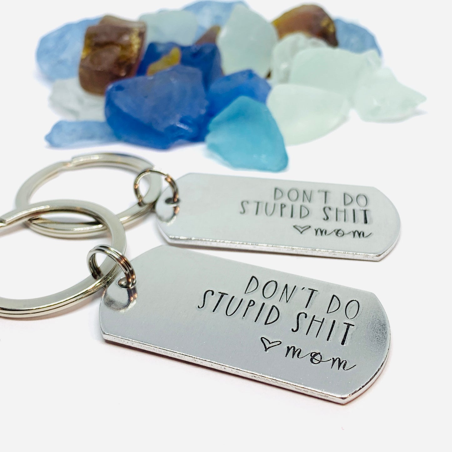 Don’t Do Stupid Shit Love Mom| Hand Stamped Metal Keyring | Drive Safe Gift from Parents | Teenager Keychain Gift | Graduate Gift Idea