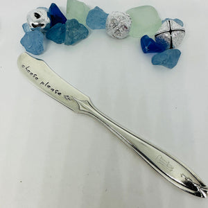 Vintage Silver Plated Hand Stamped Butter Knife | Novelty Knife | Spread Love Stamped Vintage Knife | Cheese Spreader