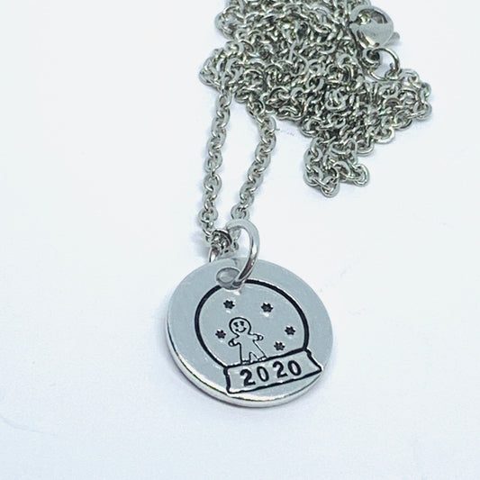 Snow Globe - Hand Stamped Necklace