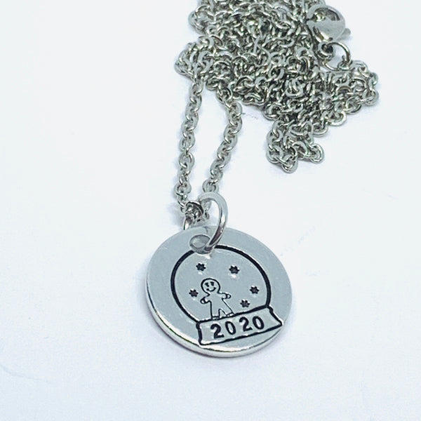 Snow Globe - Hand Stamped Necklace