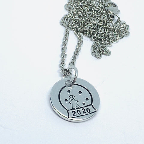 Snow Globe - Hand Stamped Necklace