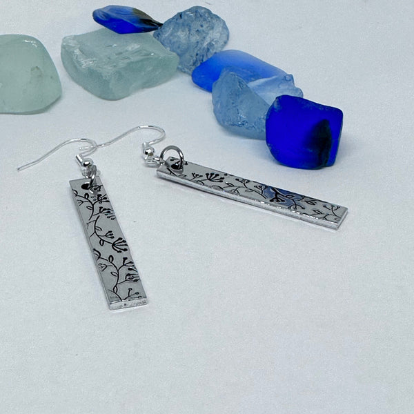 Dangling Floral - Hand Stamped Earrings