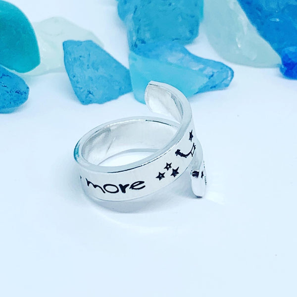 Wander More Hand Stamped Wrap Ring | Nature Lover | Outdoorsy Hiker | Gift for Her | Mountain Wrap Ring | Valentine’s Gift | Trees Mountains