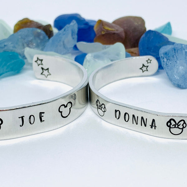 Disney-Inspired Mouse Cuff Bracelet | Hand Stamped Unisex Bracelet | His & Her Mouse Jewelry | Personalize Me