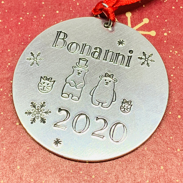 Personalized Family 2020 Ornament | Hand Stamped Holiday Ornament