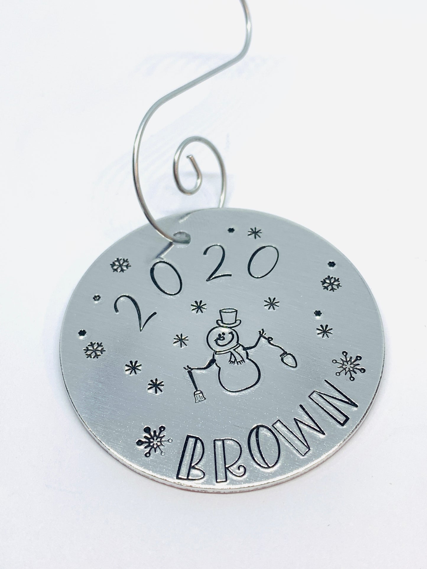 Snowman Annual Family - Hand Stamped Ornament - Personalized!