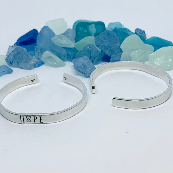 Hope - Hand Stamped Cuff Bracelet | Cancer Awareness | Motivational Jewelry