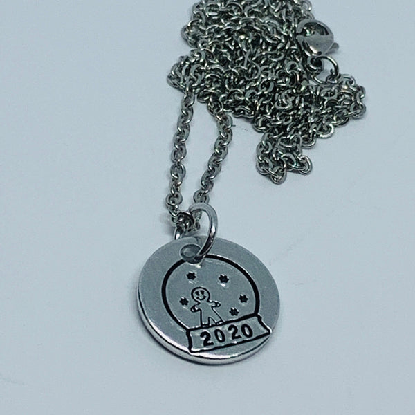 Snow Globe - Hand Stamped Necklace
