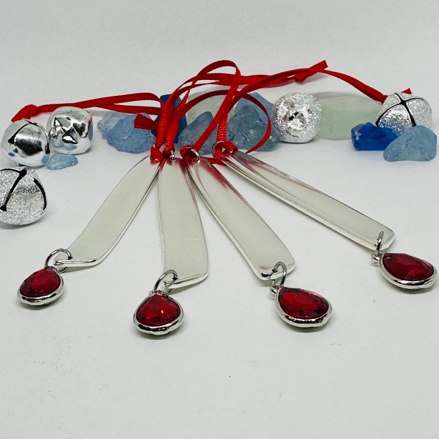 Vintage South Seas 1955 Icicle Ornaments with Red Teardrop Charms | Limited Edition Holiday Decor | Window Charm | Garnet Ruby