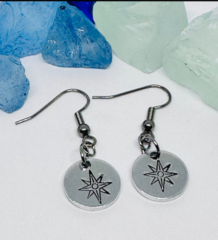 Bethlehem Star Compass - Hand Stamped Earrings
