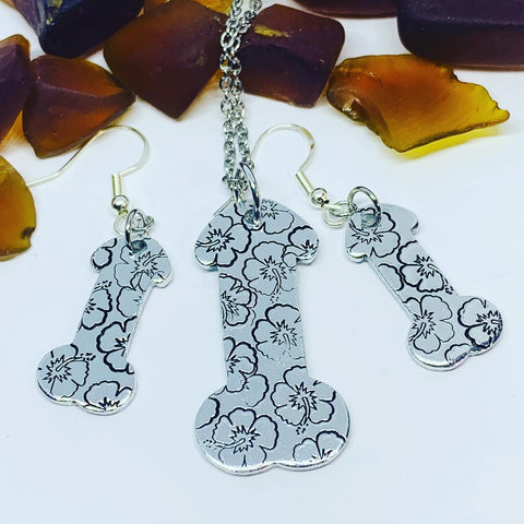 Penis Earrings - Hand Stamped | Dick Jewelry | Cock | Pot Leaf | Snowflakes | Hibiscus