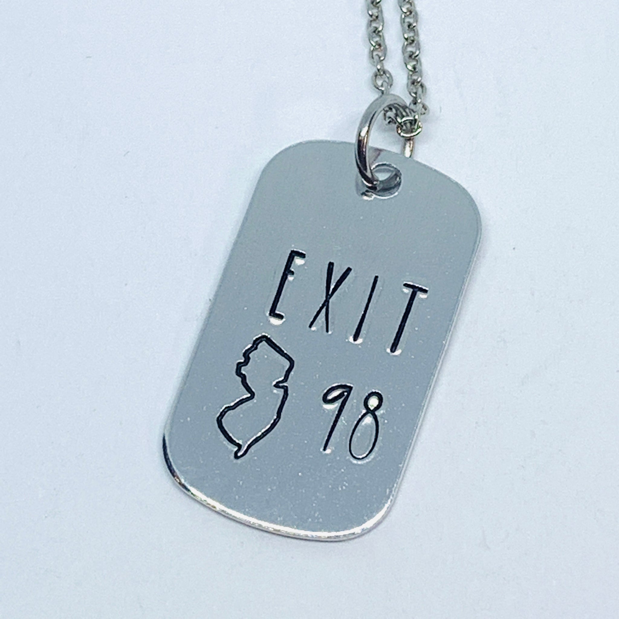 Exit # Tag - Hand Stamped Necklace