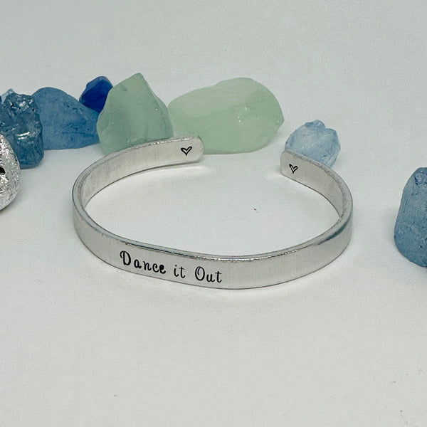 Dance it Out - Hand Stamped Metal Cuff Bracelet | Grey’s Anatomy Fan Gift | Gift for Her | Christina & Meredith | BFF Bracelet | Friendship