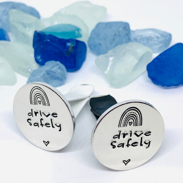 Drive Safely Vent Clip - Hand Stamped Metal | New Driver | Old Driver | Mask Hook