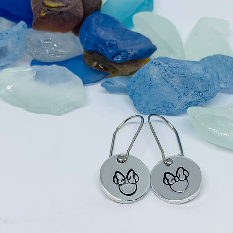 Hand Stamped Disney-Inspired Mouse Ears Earrings | Hand Stamped Metal Minnie & Mickey Earrings | Gifts for Her | Character Earrings