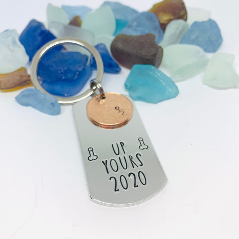 Up Yours 2020 with Penny - Hand Stamped Metal Key Ring | Dog Tag 2020 Penny | Humping 2020 Key Chain | Adult Mature | Dicks