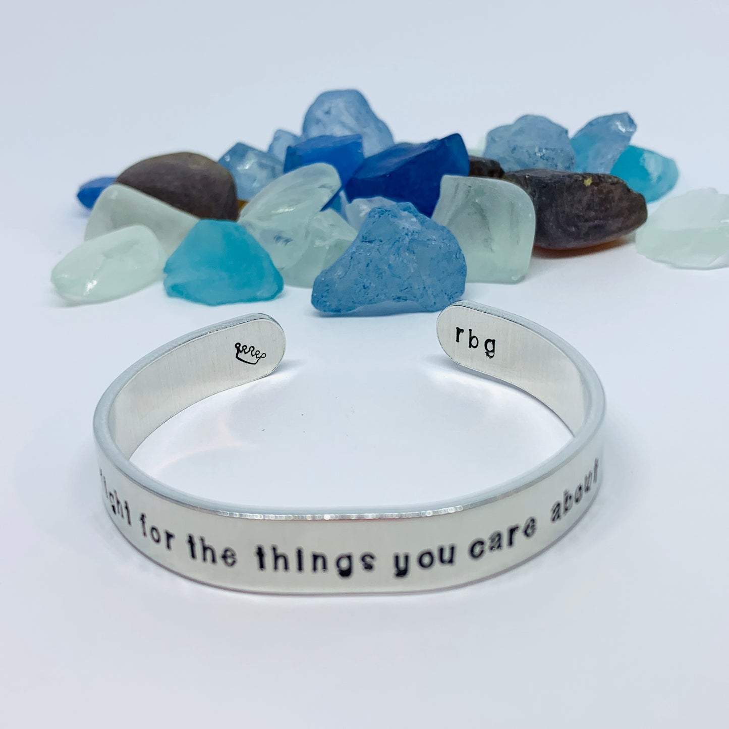 Fight for the things you care about RBG Hand Stamped Metal Cuff Bracelet | Feminist Jewelry | Resistance Jewelry | Ruth Bader Ginsburg Quote