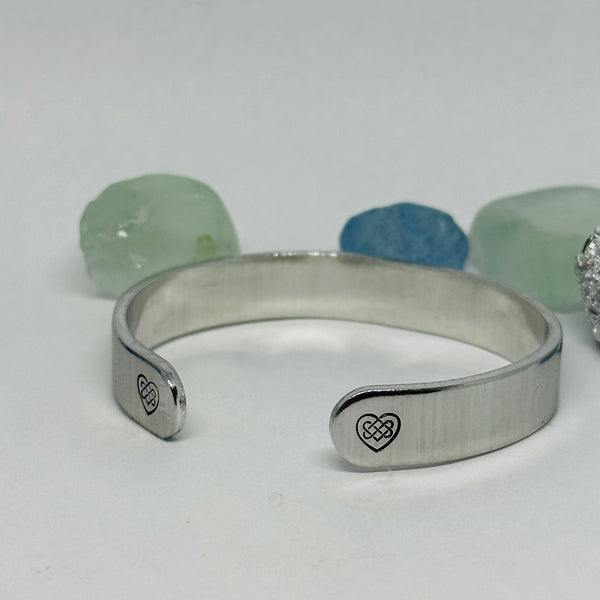 ☘️ Always in our Hearts ☘️ Hand Stamped Cuff Bracelet | Personalized Gaelic | St. Patrick’s Day | Custom Jewelry | Shamrock Celtic Hearts