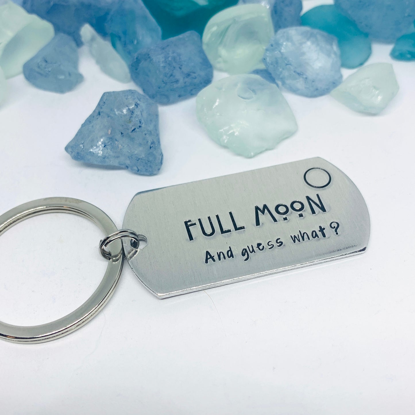 Custom Order for Jina - Full Moon - Hand Stamped Key Ring