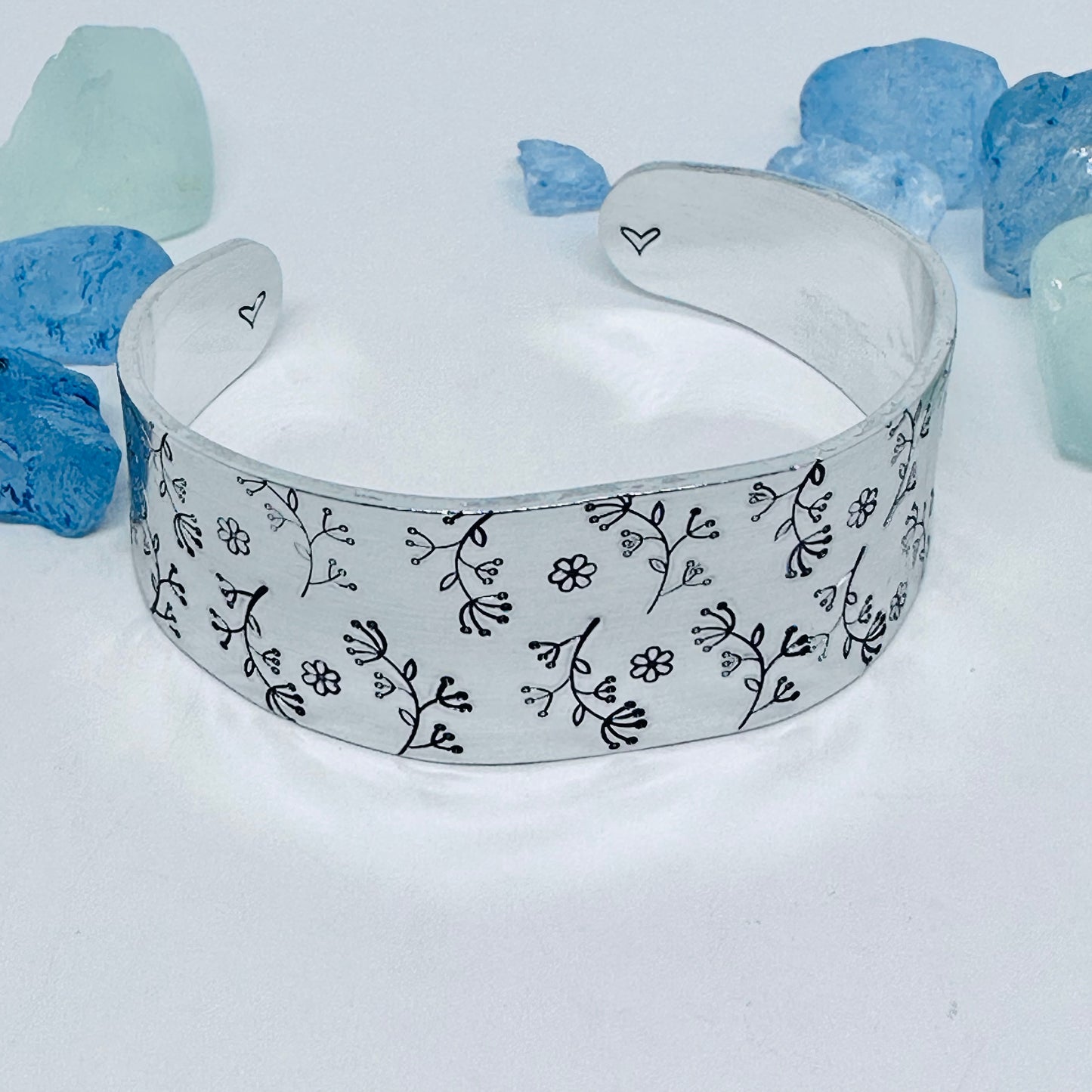 Floral Tapered - Hand Stamped Cuff Bracelet