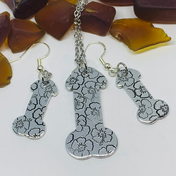 Penis Earrings - Hand Stamped | Dick Jewelry | Cock | Pot Leaf | Snowflakes | Hibiscus
