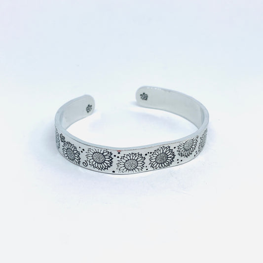 Sunflowers - Hand Stamped Cuff Bracelet