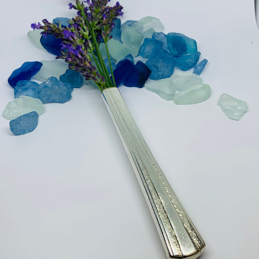 Vintage Silverplated Magnetic Bud Vase | Knife Handle | Home Decor | Lavender Flowers Refrigerator Accent