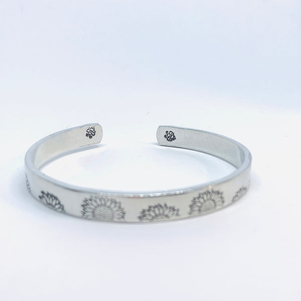 Sunflowers (Stacking Pair) - Hand Stamped Cuff Bracelet