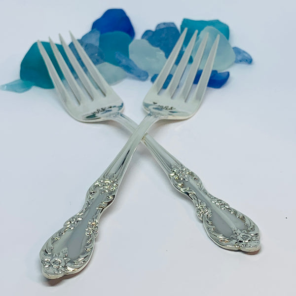 Mrs & Mrs Custom Vintage Silver Plated Hand Stamped Dessert Forks | Engagement Gift | Wedding Gift for Them | Cake Forks