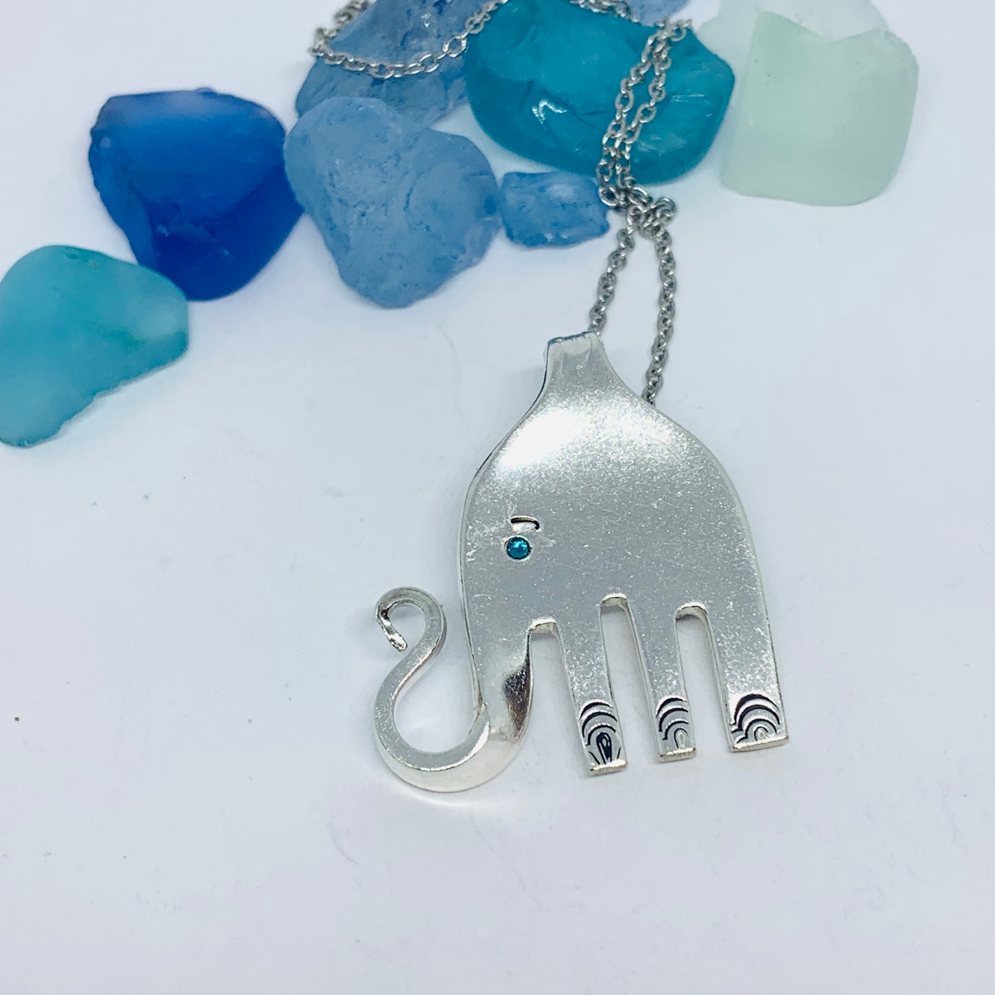 Vintage Silverware “Elefork” Fork Elephant Pendant with Chain | Vintage Silverware Jewelry | Vintage Pendant