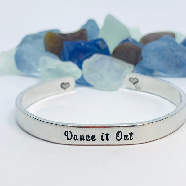 Dance it Out - Hand Stamped Metal Cuff Bracelet | Grey’s Anatomy Fan Gift | Gift for Her | Christina & Meredith | BFF Bracelet | Friendship