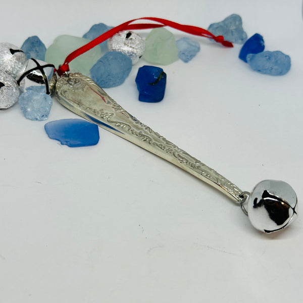 Vintage-look Icicle Ornaments | Limited Edition Holiday Decor | Window Charm | Jingle Bells | Garnet Teardrop