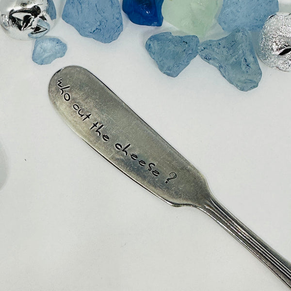 Vintage Silver Plated Hand Stamped Butter Knife | Novelty Knife | Spread Love Stamped Vintage Knife | Cheese Spreader