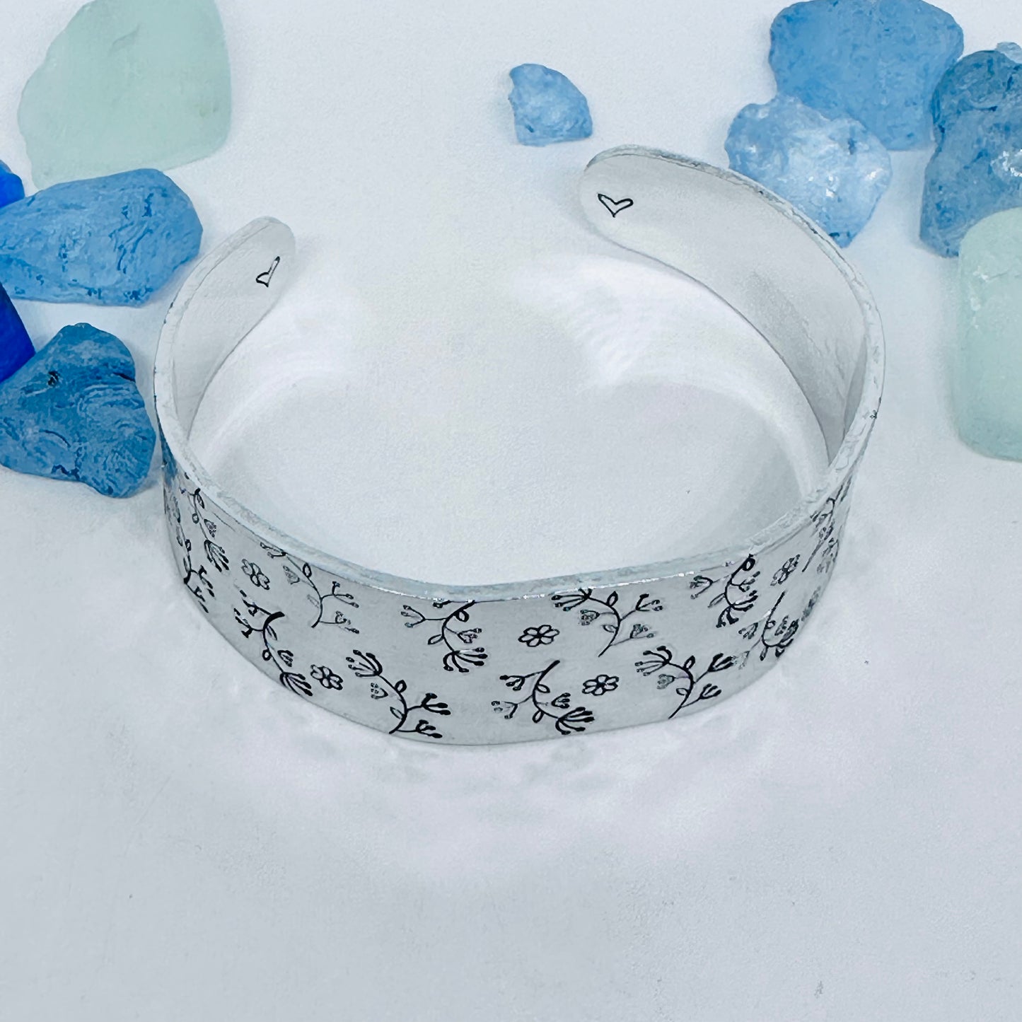 Floral Tapered - Hand Stamped Cuff Bracelet