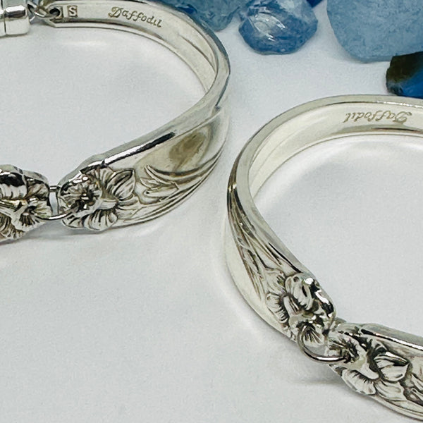 “Daffodil” 1950 Vintage Spoon Bracelet | Silverware | Upcycled | Antique March Birth Flower
