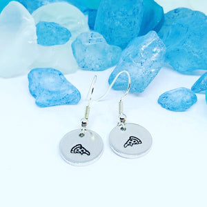 Hand Stamped Pizza and/or Beer Silver Wire Earrings with Backs | Hand Stamped Metal Pizza & Beer Design Earrings | Gifts for Her | Fun Earrings