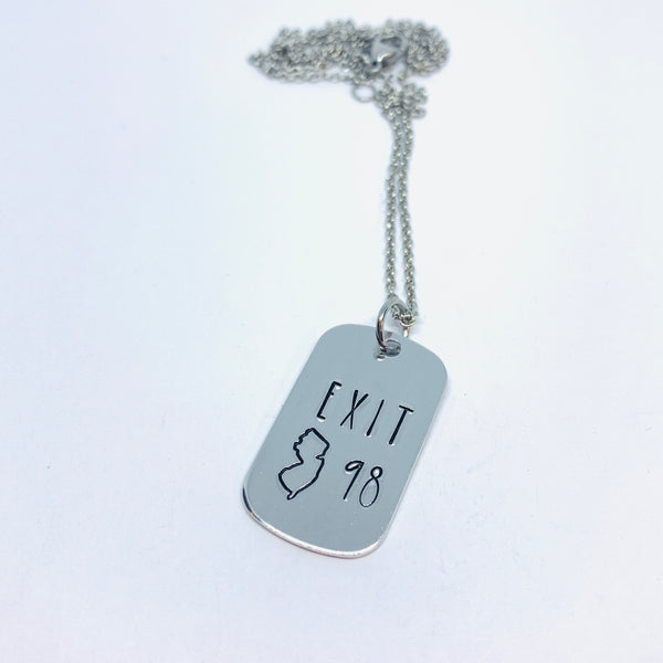 Exit # Tag - Hand Stamped Necklace