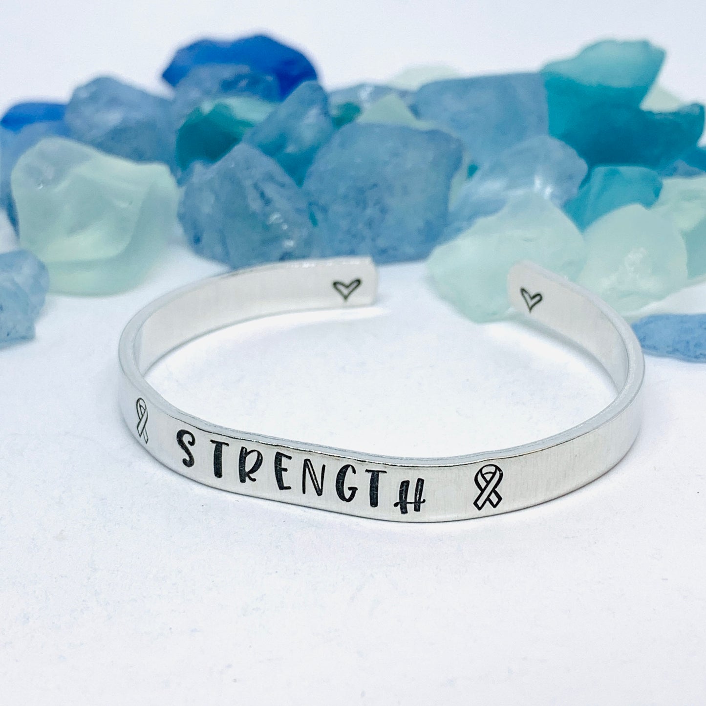Strength - Hand Stamped Cuff Bracelet | Cancer Awareness | Motivational Jewelry