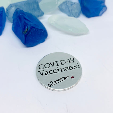 COVID-19 Vaccinated Metal Pin | I Got Vaccinated | Magnet | Necklace | Keychain | I got the shot | Pro-vaccine | Pfizer | Moderna | Syringe