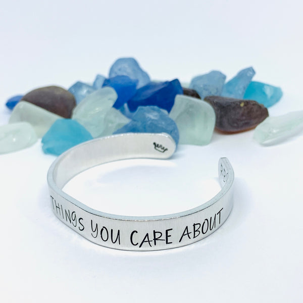 Fight for the things you care about RBG Hand Stamped Metal Cuff Bracelet | Feminist Jewelry | Resistance Jewelry | Ruth Bader Ginsburg Quote