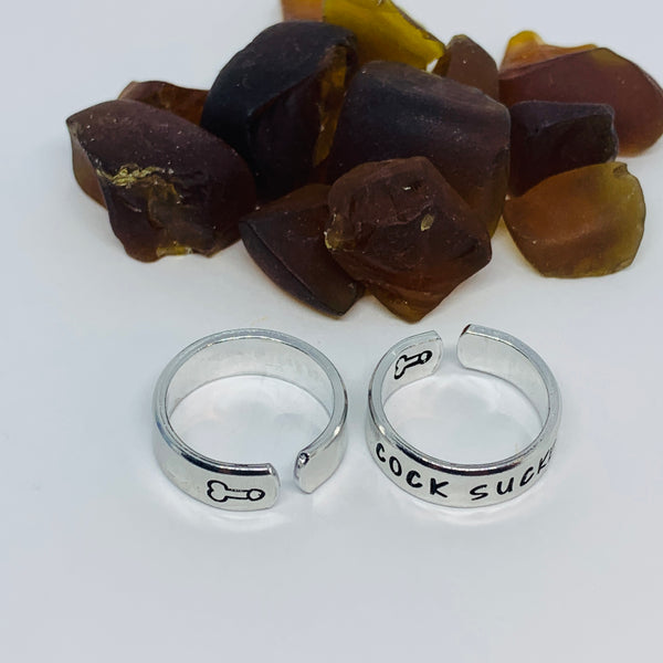 Cock Sucker Hand Stamped Ring | Adult Themed Gift | Sissy | Best Girlfriend | Sexy