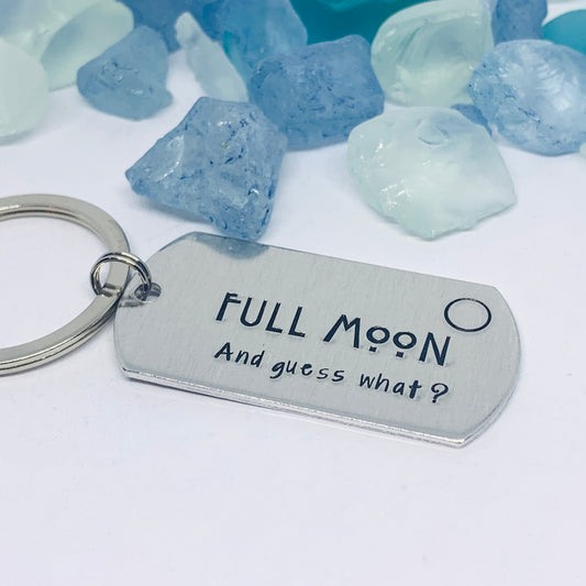 Custom Order for Jina - Full Moon - Hand Stamped Key Ring