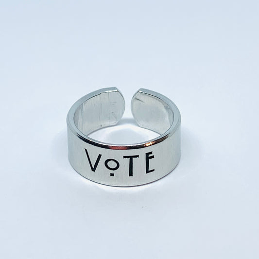 VOTE - Hand Stamped Ring and/or Necklace | Patriot Privilege | Democratic | Voting Rights | Presidential Senatorial